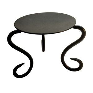 Black Tripod Candle Holder Metal Base Scroll Legs Patio Mediterranean